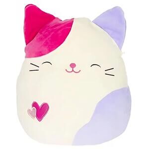 NWT Squishmallows Tiffany the Pink & Purple Calico Cat 12" Plush with Hearts